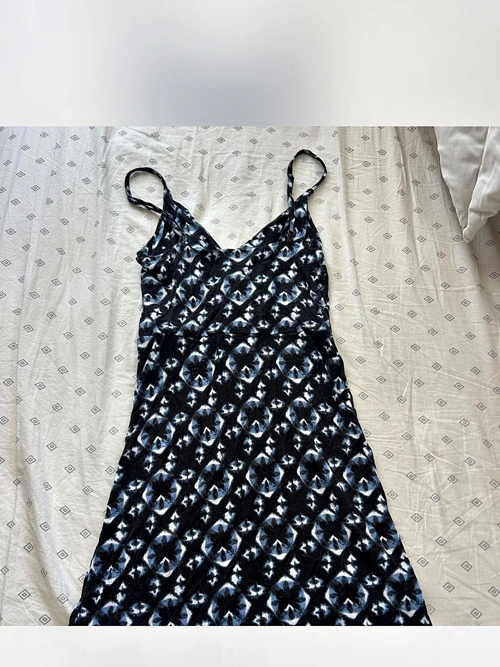 H&M Abstract Print Spaghetti Strap Maxi Dress